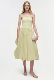IZZY STRAPLESS TAFFETA MIDI DRESS