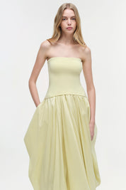 IZZY STRAPLESS TAFFETA MIDI DRESS