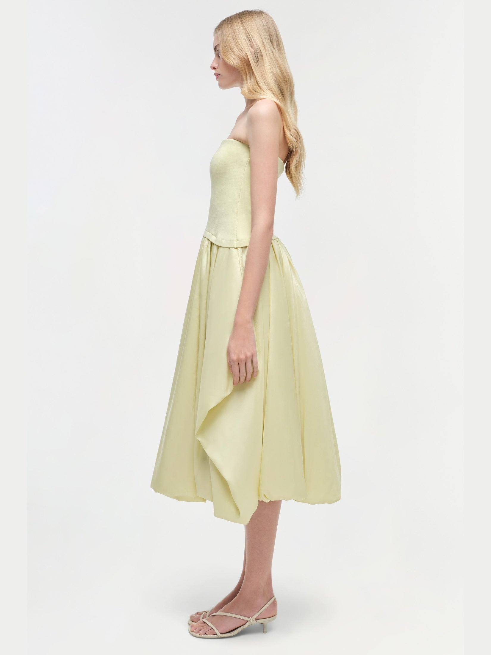 Izzy strapless taffeta midi dress