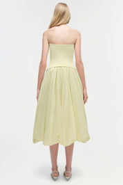 IZZY STRAPLESS TAFFETA MIDI DRESS