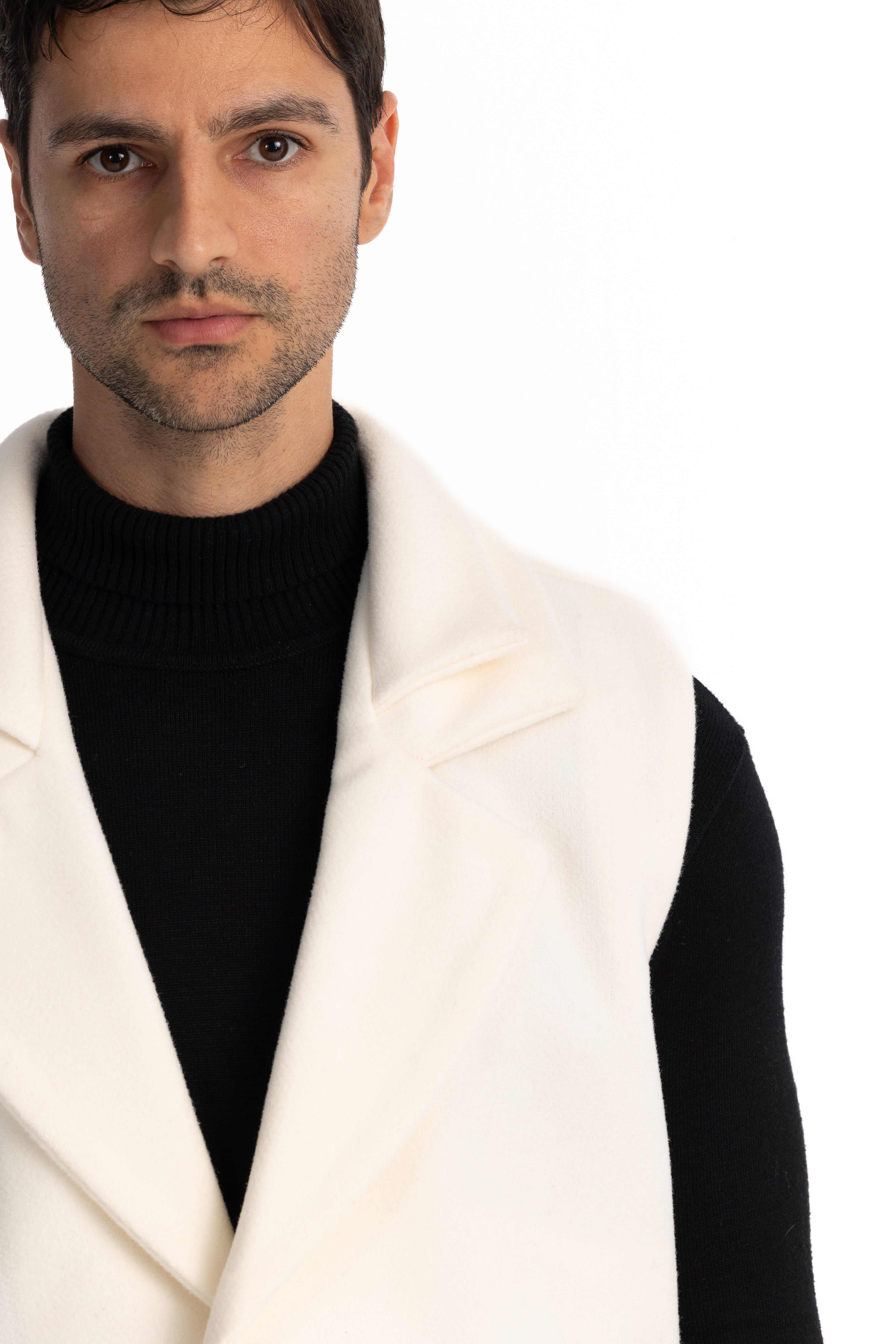 White Twin Collar Vest