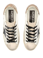 Super-star leather upper glitter star heel and spur metal lettering