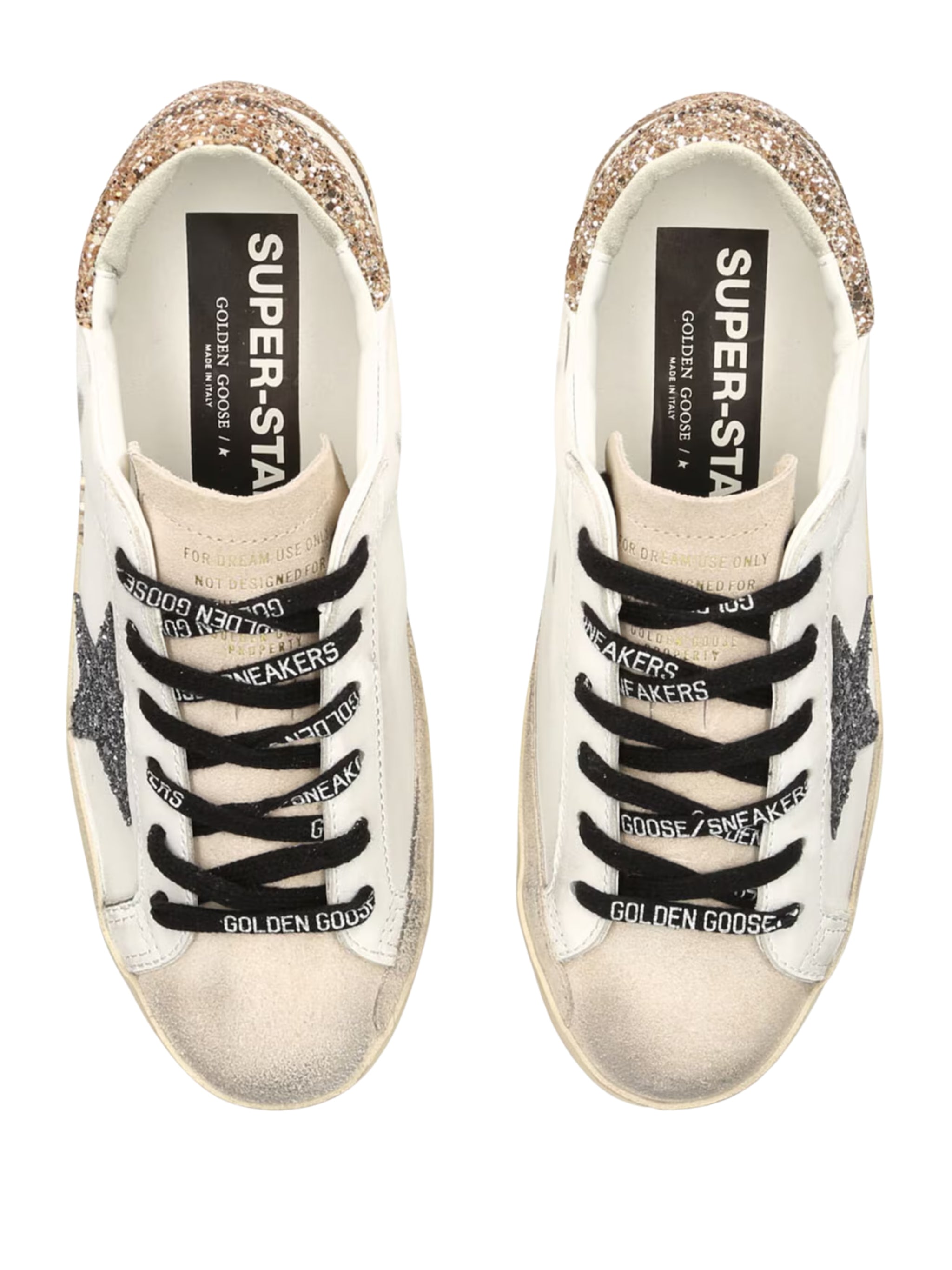 Super-star leather upper glitter star heel and spur metal lettering