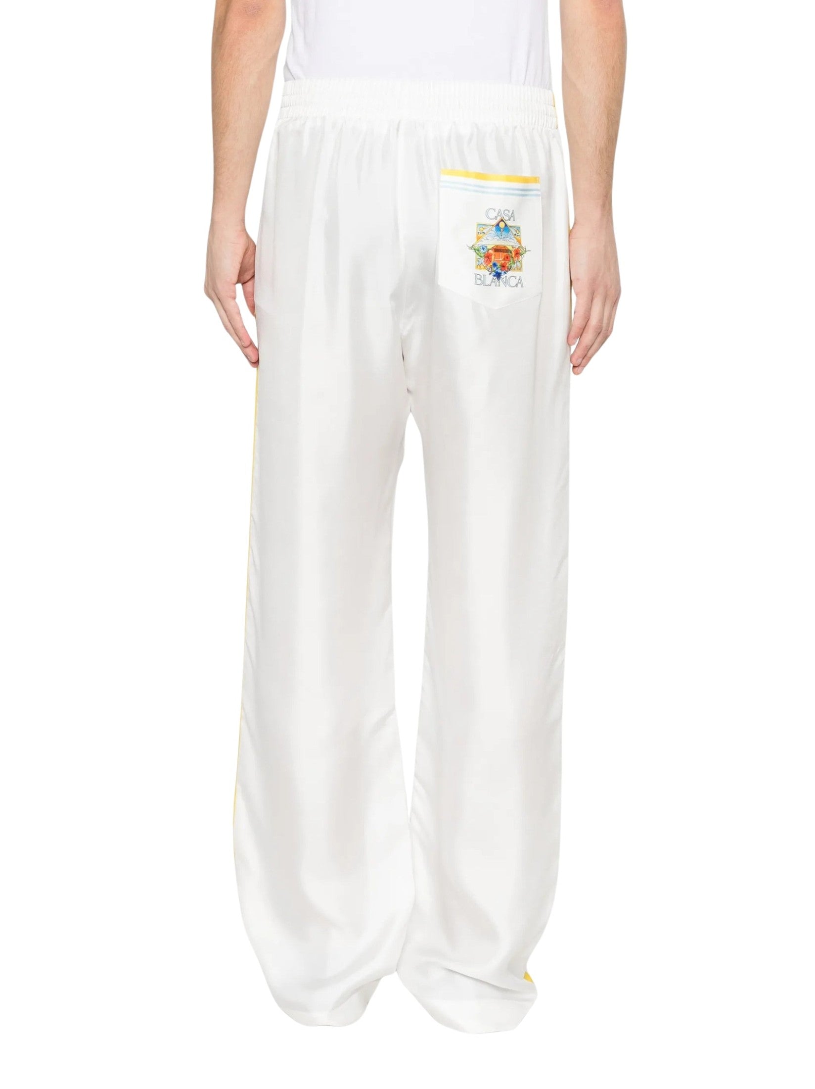 Tennis landscape silk twill trousers