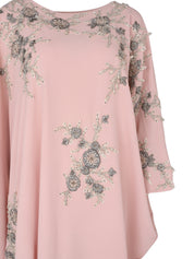 Hand embroiderd flowers -long sleeve dress-kaftan cut dress