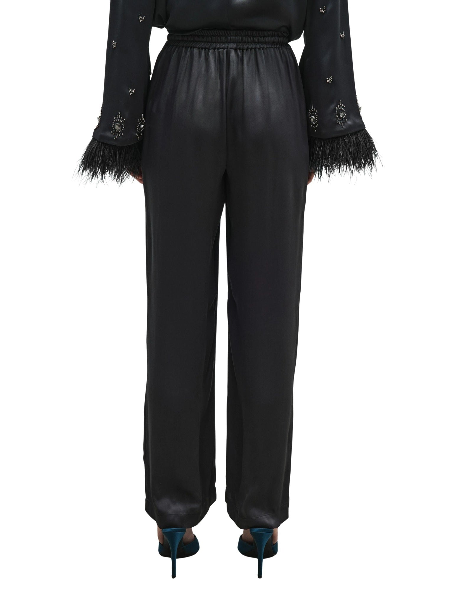 Embroidered Satin Trousers