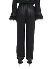 Embroidered Satin Trousers