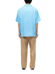 Light blue bowling short-sleeve lyocell shirt