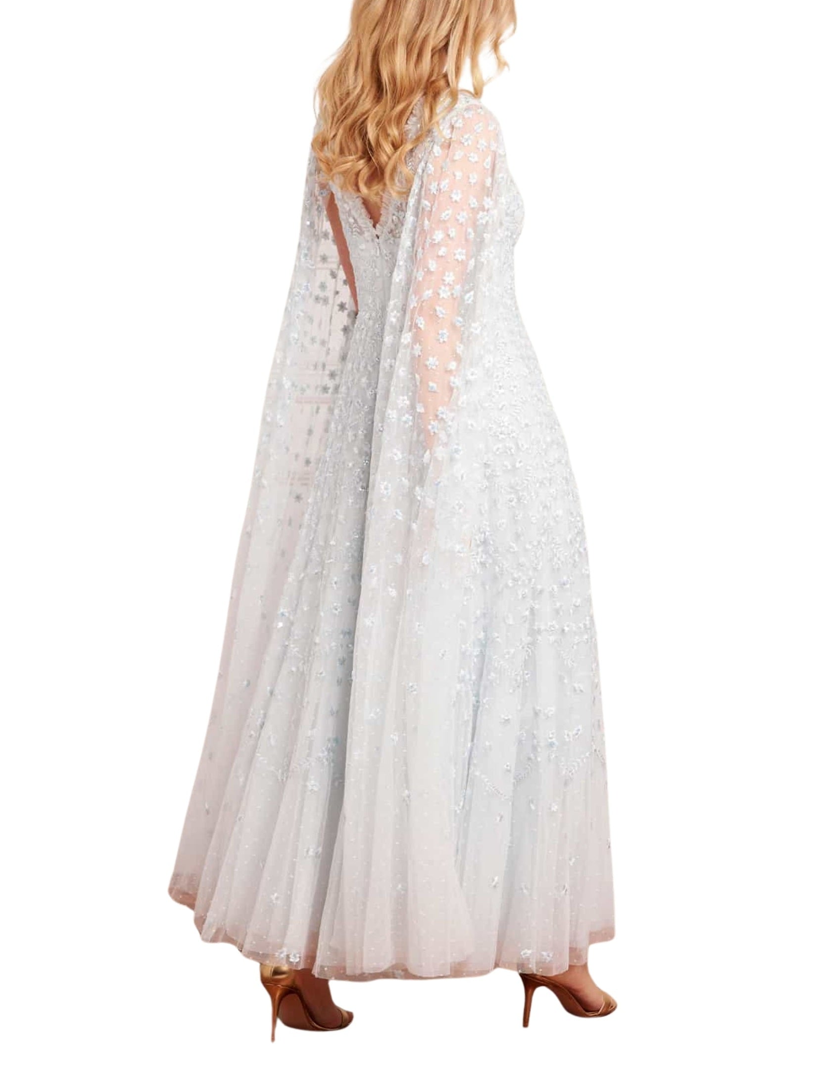 Clover cape sleeve ankle gown