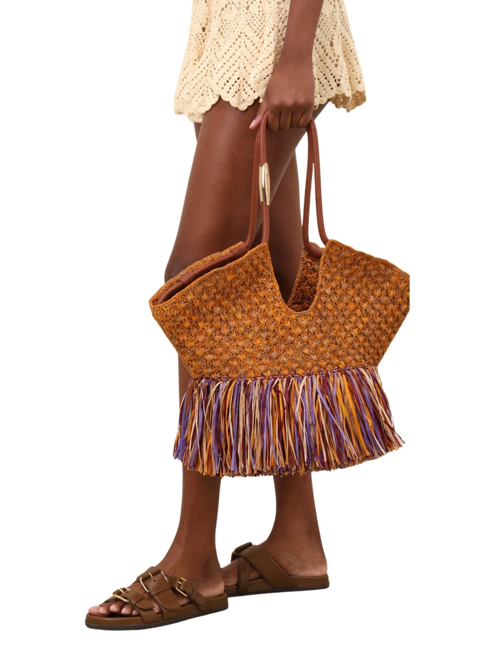 Goldentime medium fringe tote