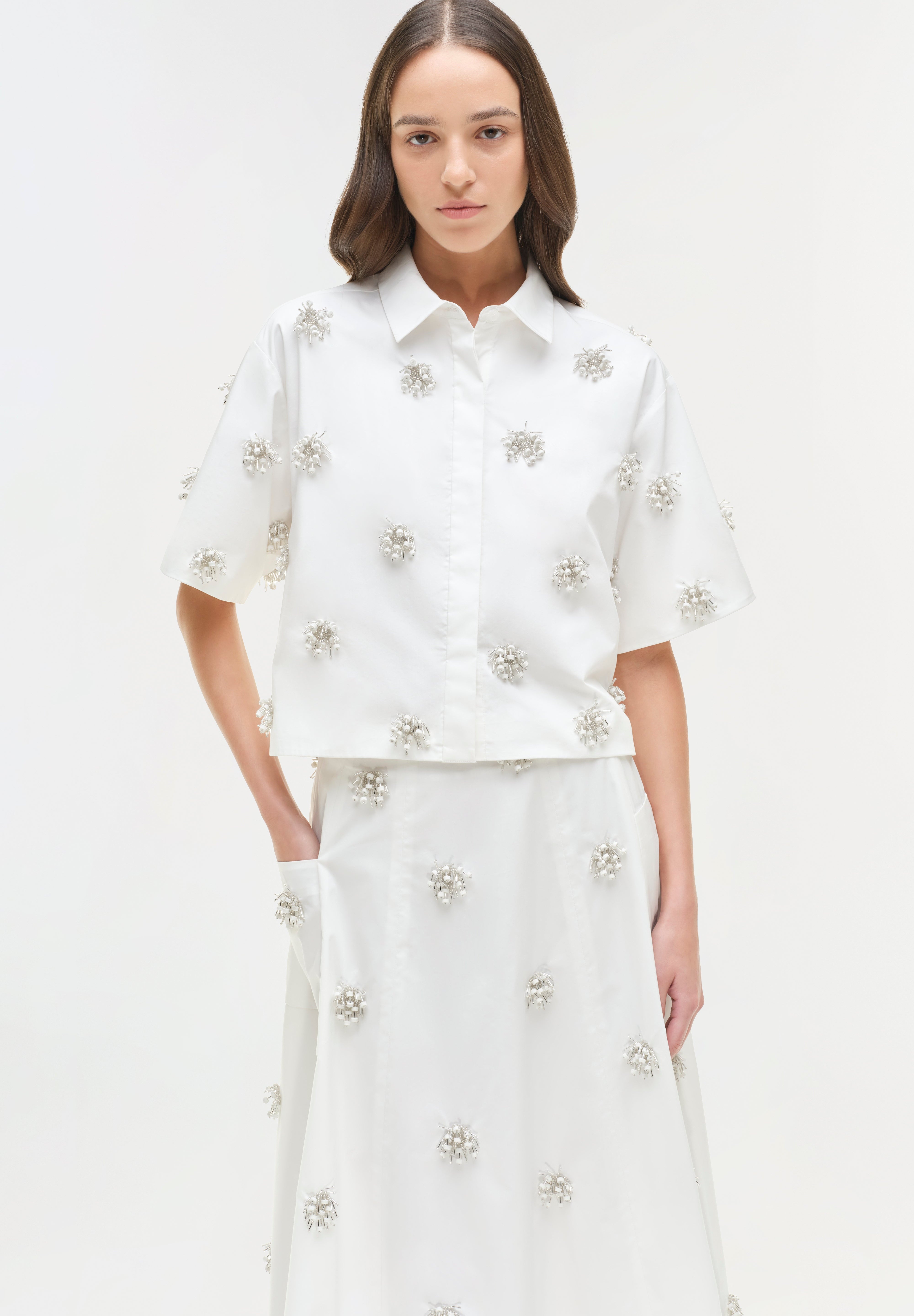 NOVANNA EMBELLISHED MIDI SKIRT