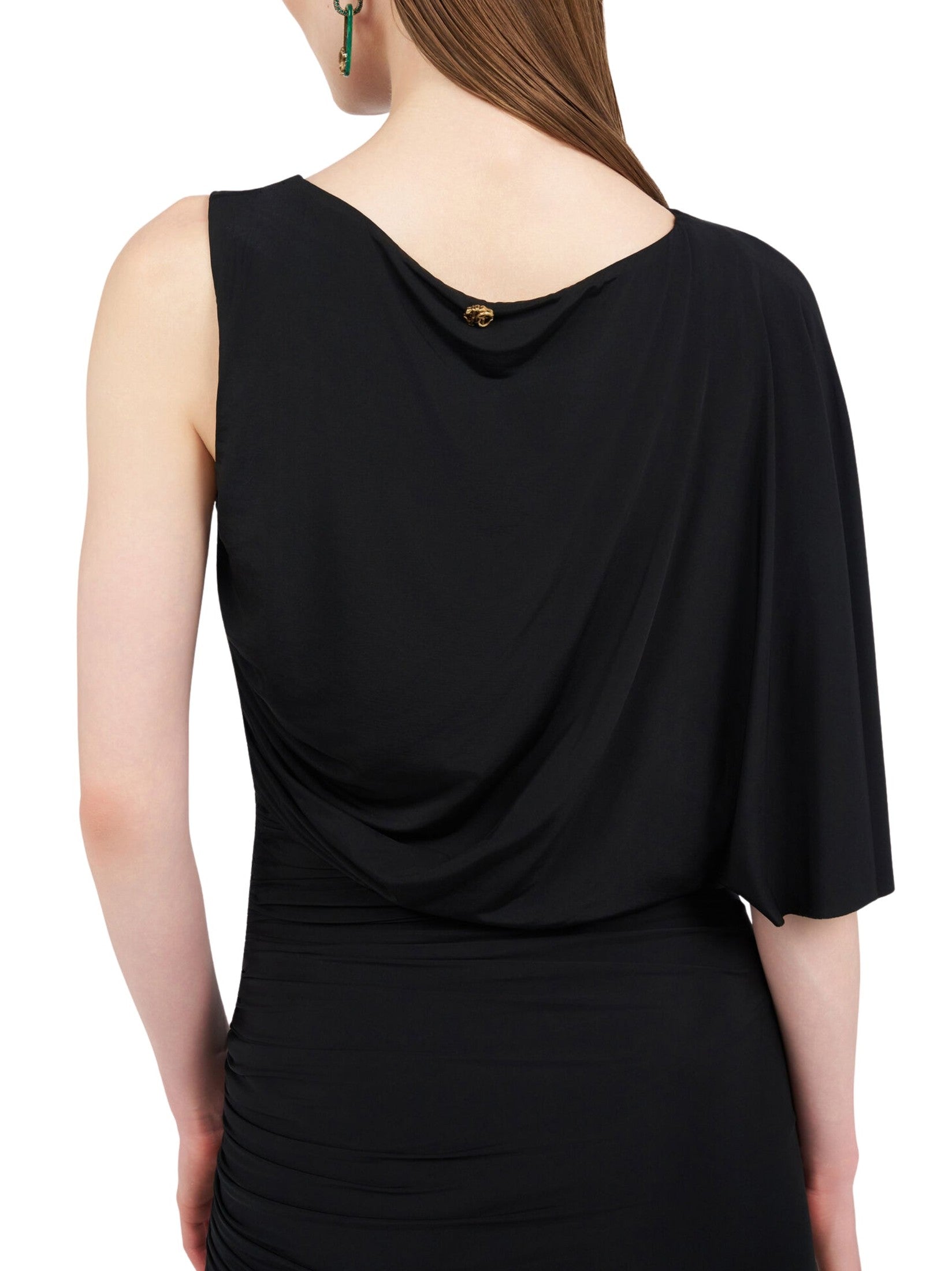 Asymmetric draped maxi dress