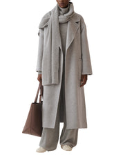 WOOL CASHMERE DOUBLE TOPCOAT PATCH POCKETS AND SELF BELT