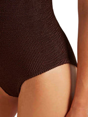 Coverage celine swim with fabric covered hoops - m metallic crinkle metallic chocolate