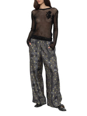 Printed silk twill elasticated pants