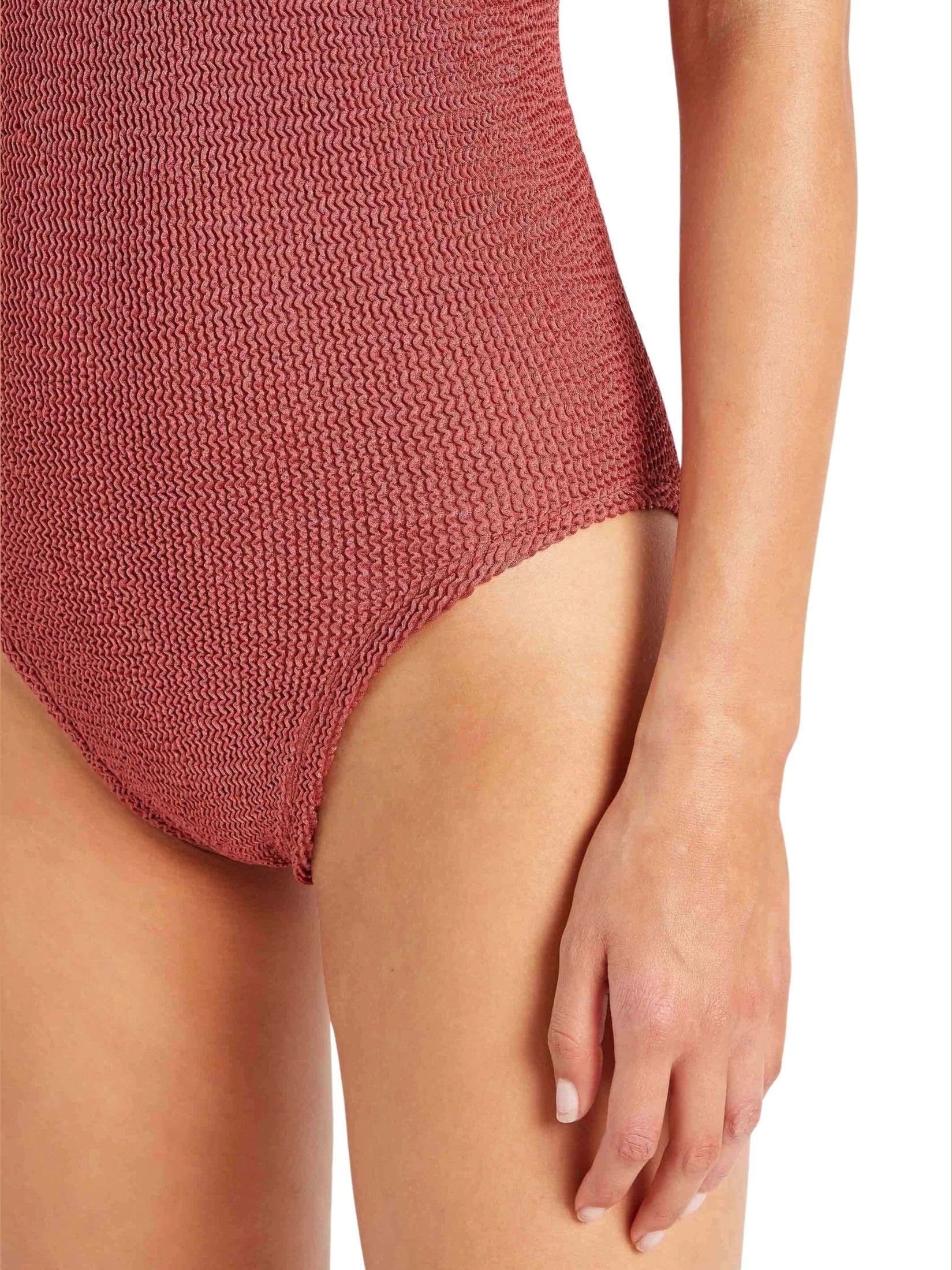 Coverage celine swim with fabric covered hoops - m metallic crinkle metallic rosewood