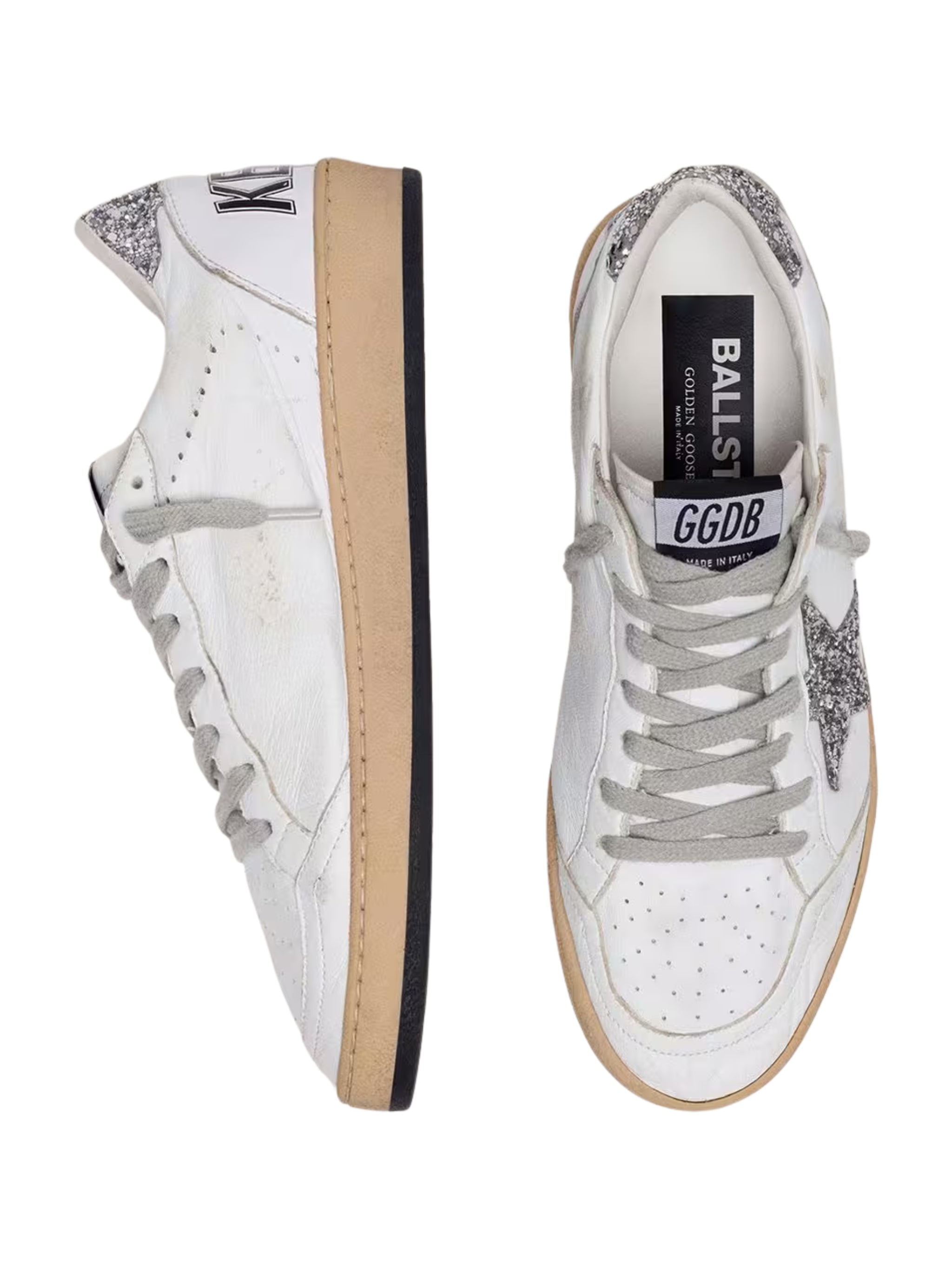 Women's Ball Star in nappa with white star and glitter heel tab