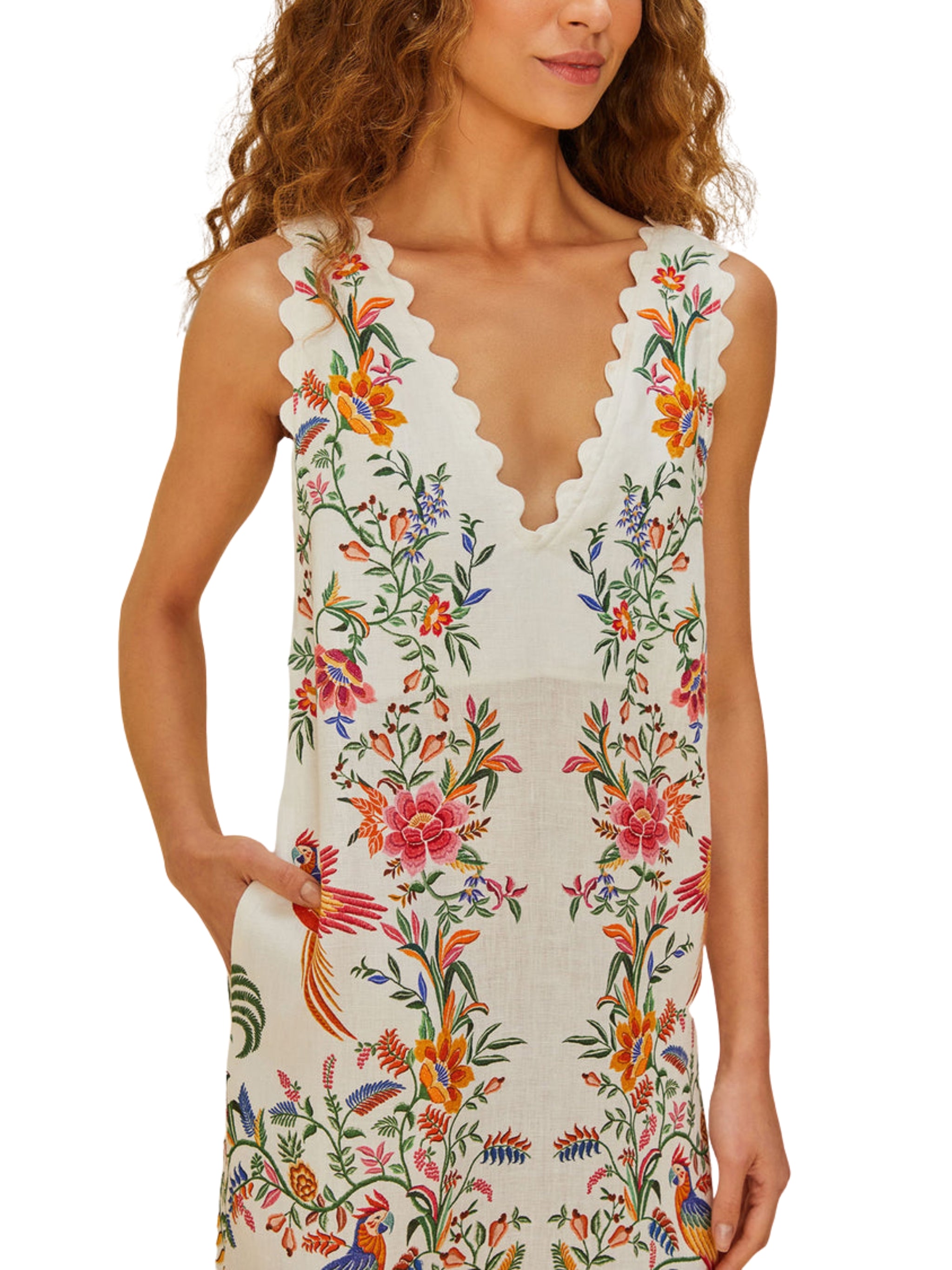 DELICATE FOREST OFF-WHITE MAXI DRESS