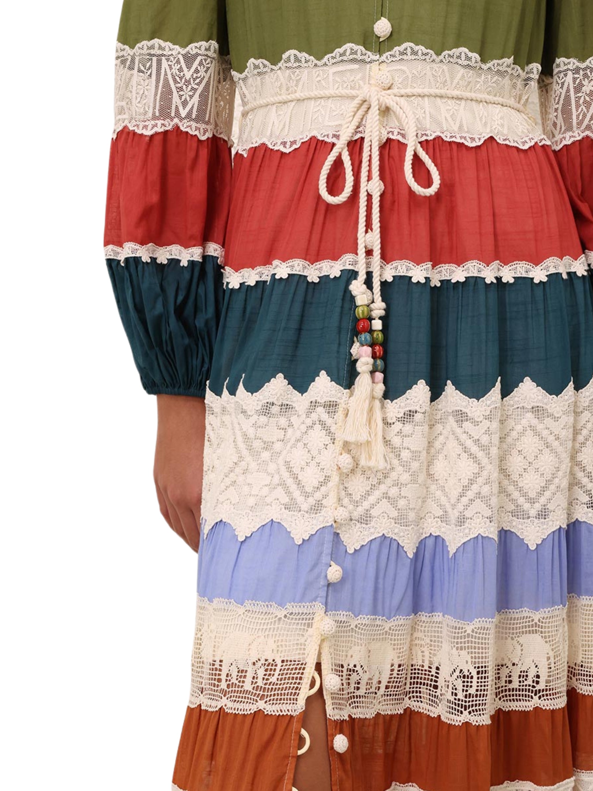Indra lace stripe maxi dress