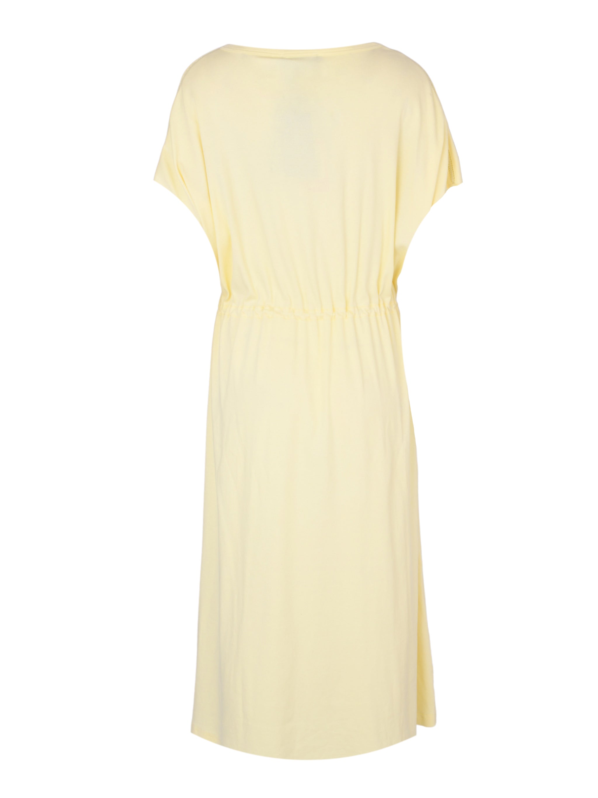 Ribbed jersey sack dress with knit brilliant shoulder detail