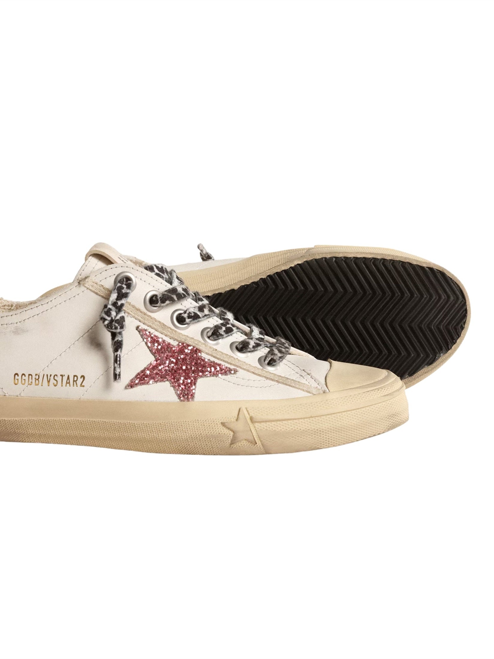 V-Star with pink glitter star and metallic leather heel tab