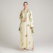 OLIVE COTTON DRESS WITH EMBROIDERY