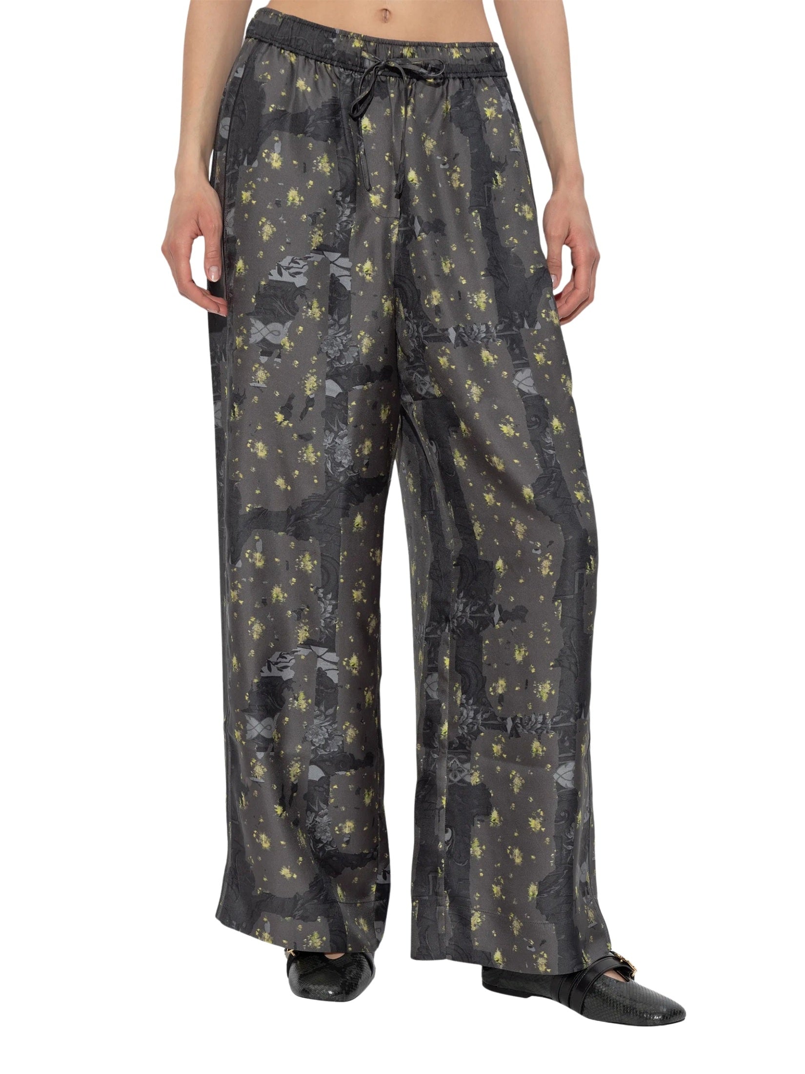 Printed silk twill elasticated pants
