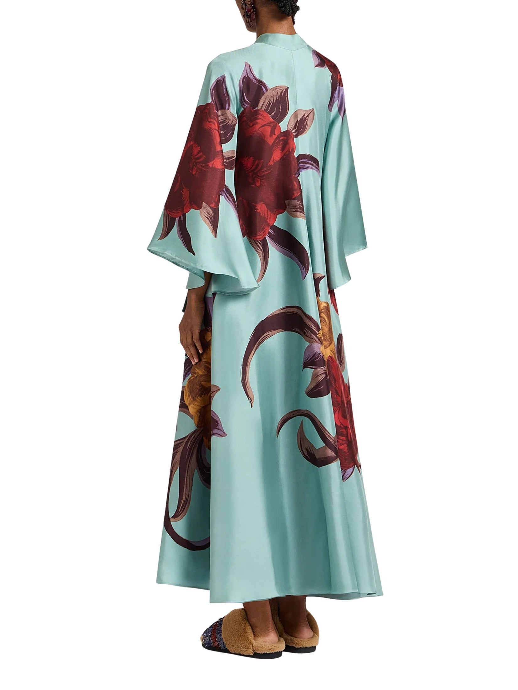 Magnifico dress peony placée light blue in silk twill