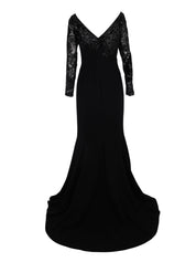 Embroidered Crepe Dress