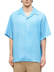 Light blue bowling short-sleeve lyocell shirt