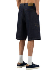 The stitched denim shorts