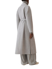 WOOL CASHMERE DOUBLE TOPCOAT PATCH POCKETS AND SELF BELT