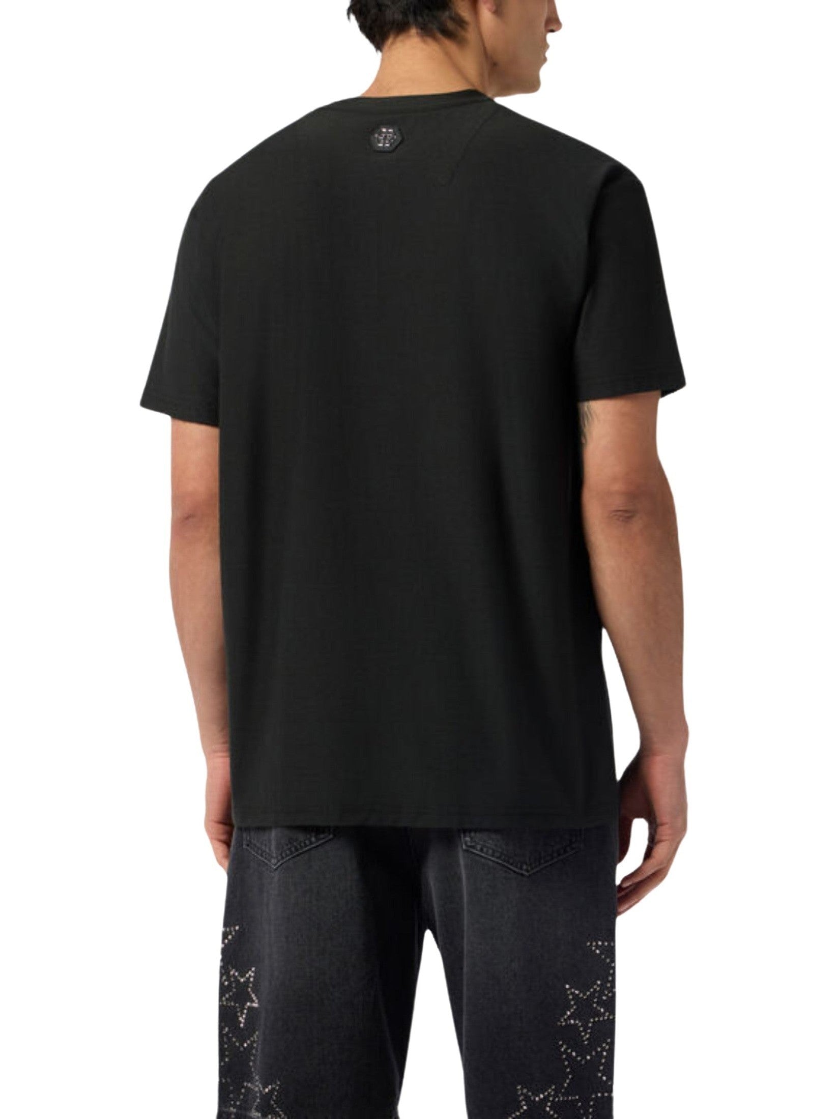 Round neck t-shirt jacquard hexagon line