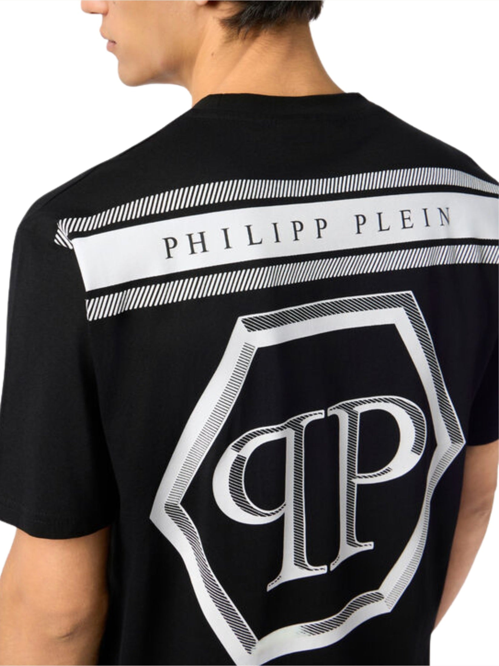 Round neck t-shirt lines hexagon