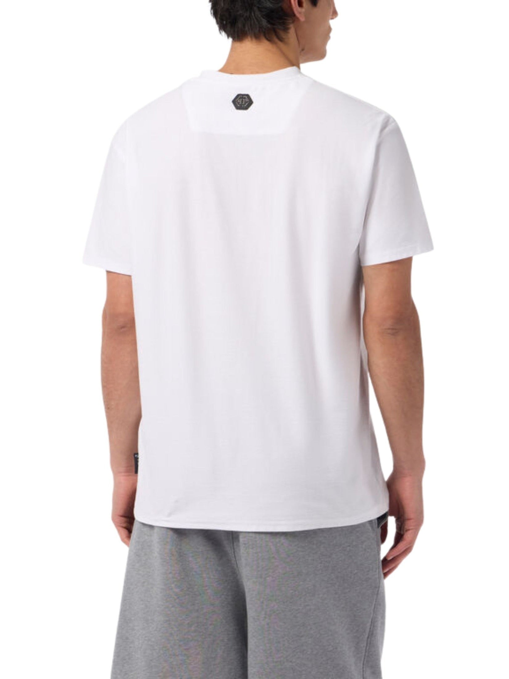 Round neck t-shirt jacquard hexagon line