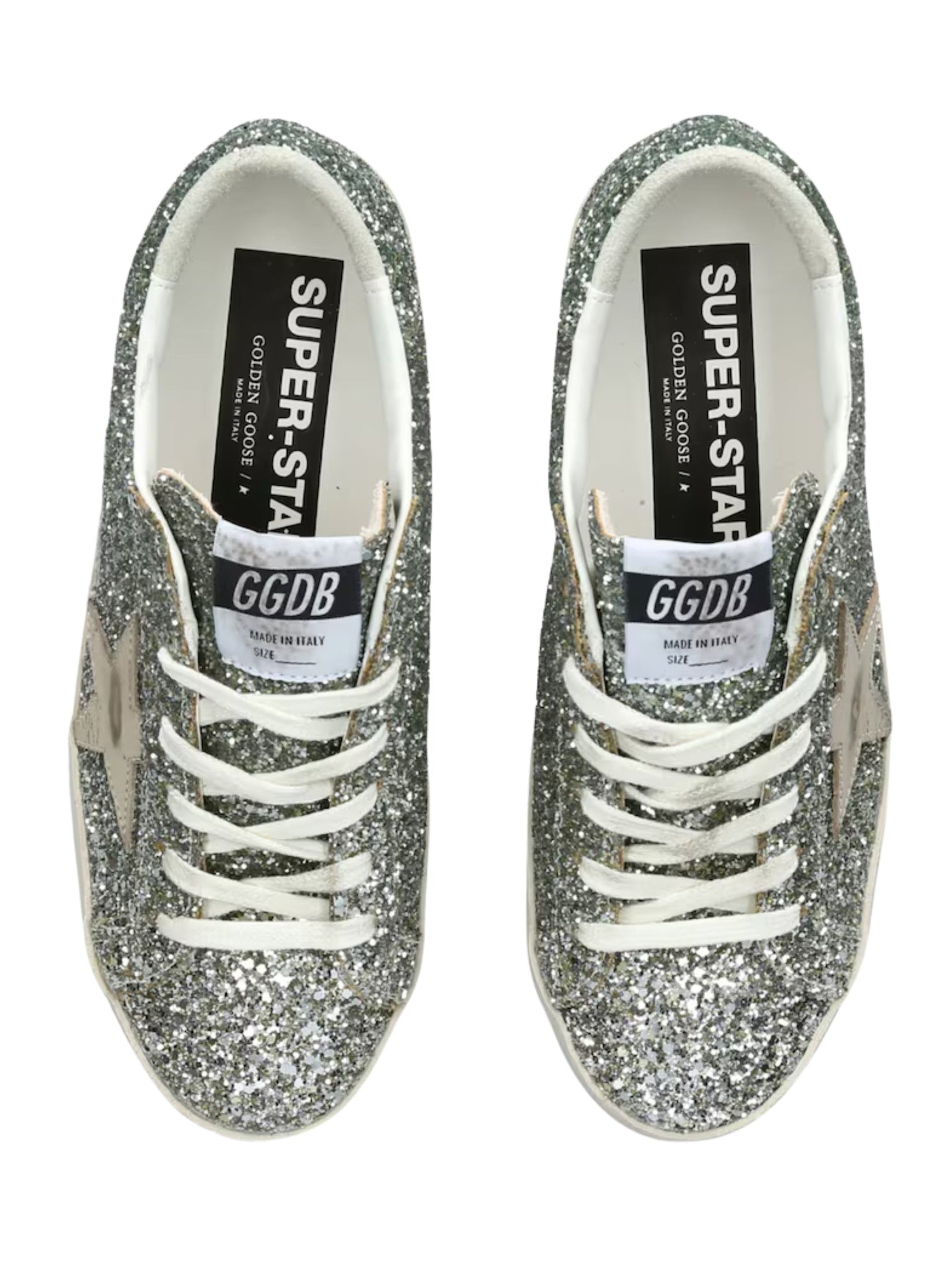 Super star glitter upper toe tongue and heel laminated star