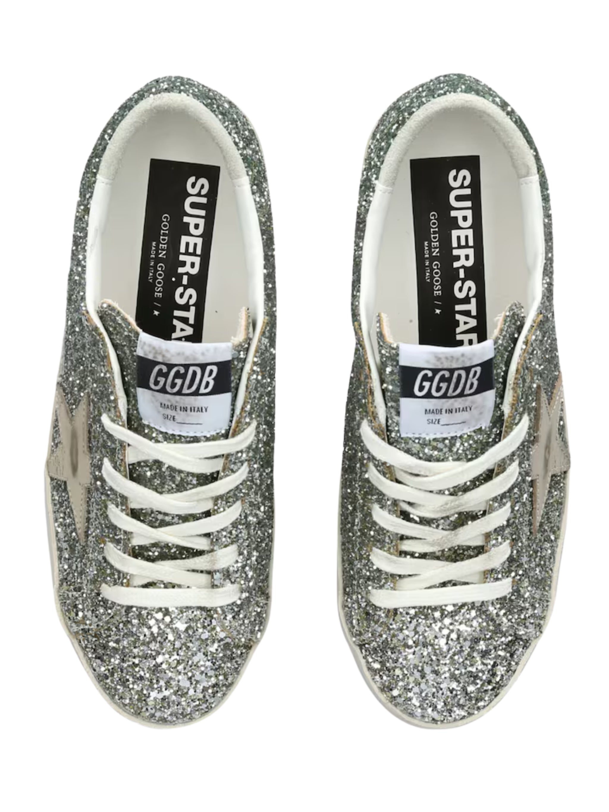 Super star glitter upper toe tongue and heel laminated star