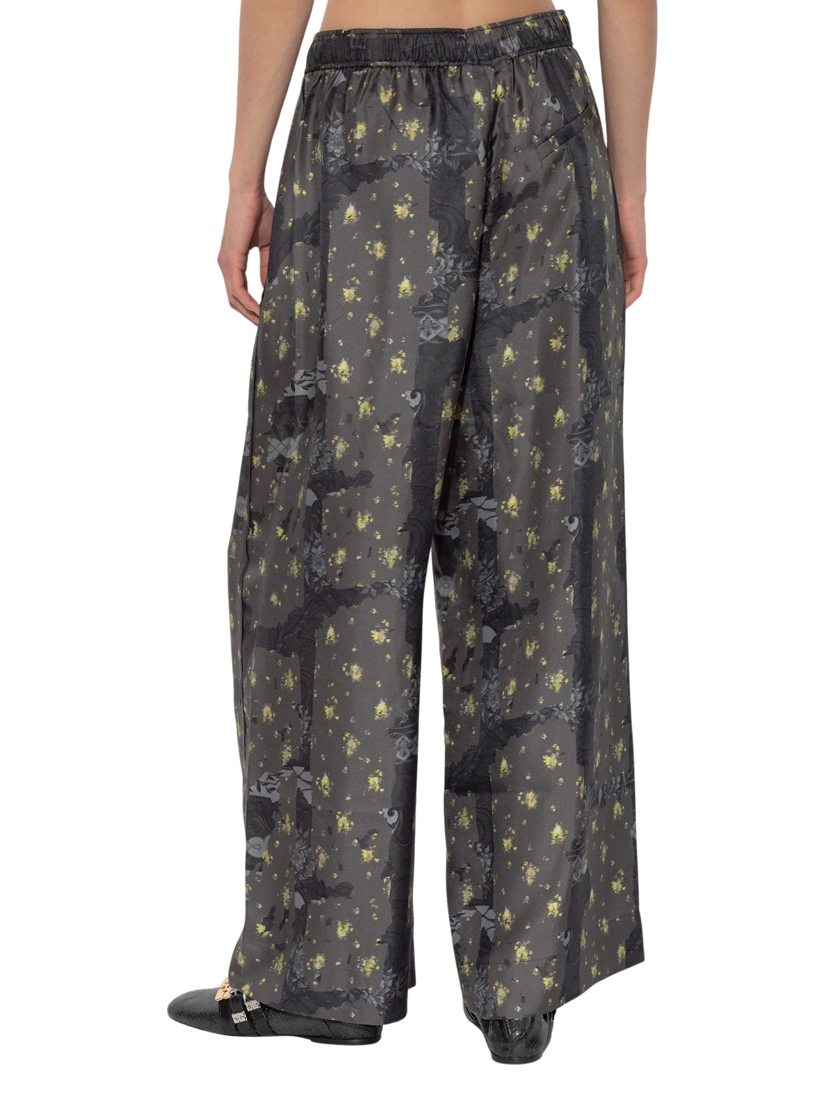 Printed silk twill elasticated pants