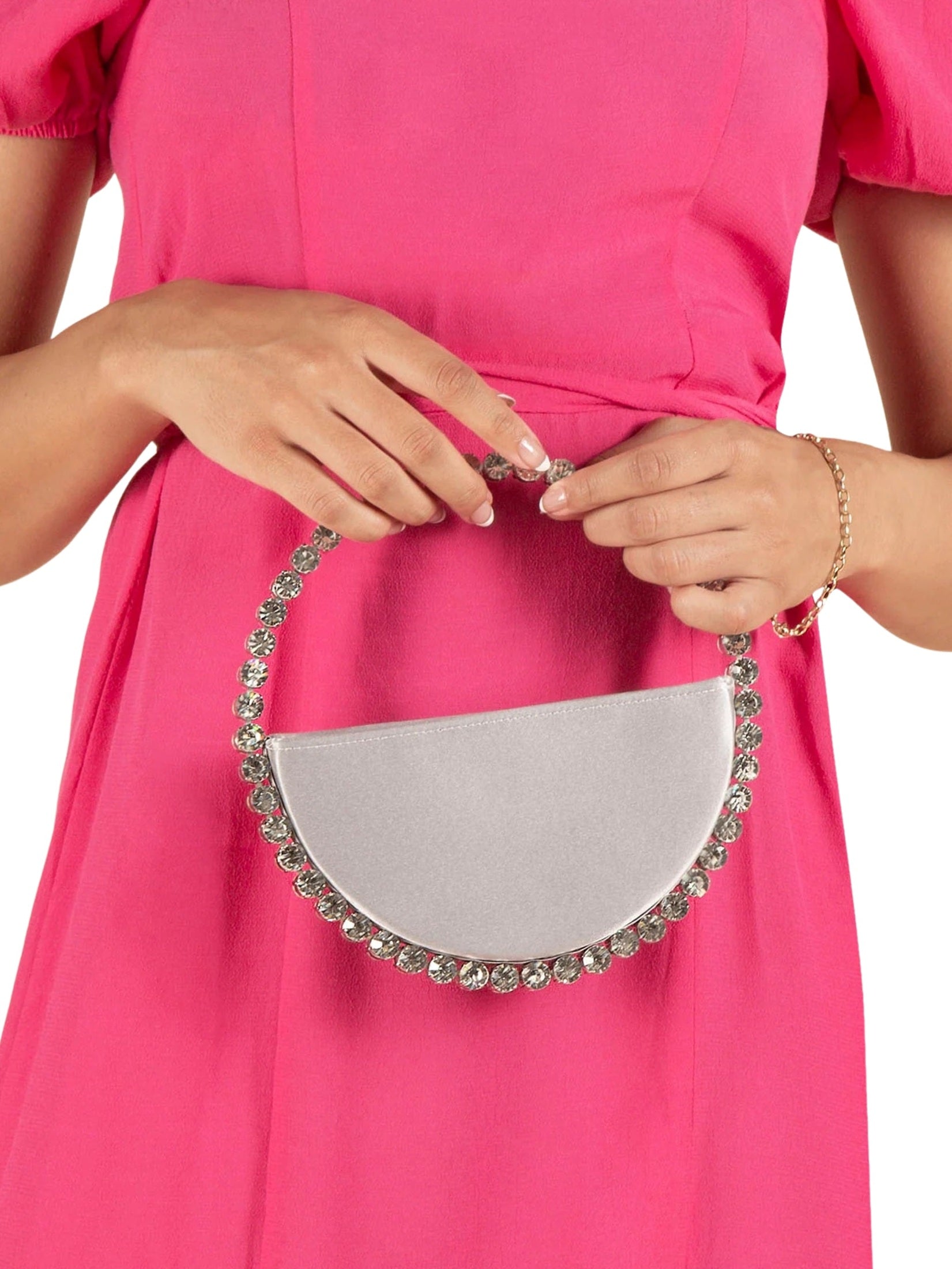 Eternity round stone-encrusted hotfix clutch