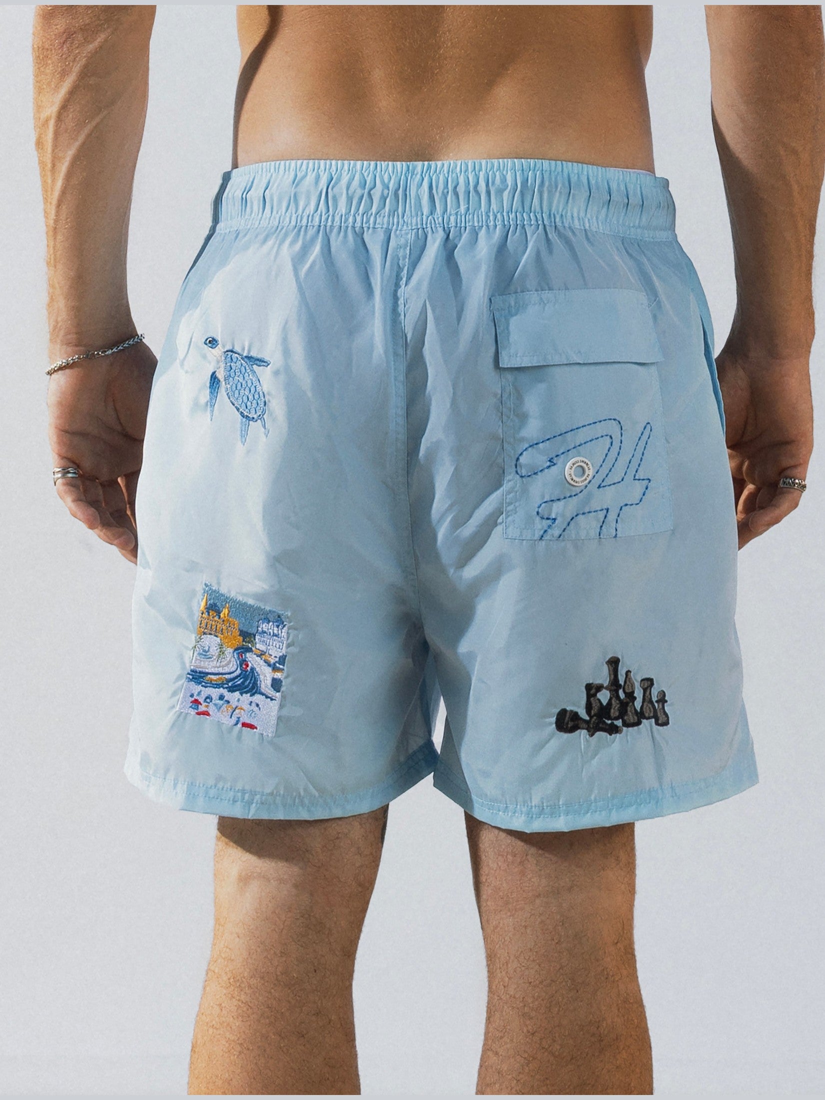 Baby blue patches swim short solmare