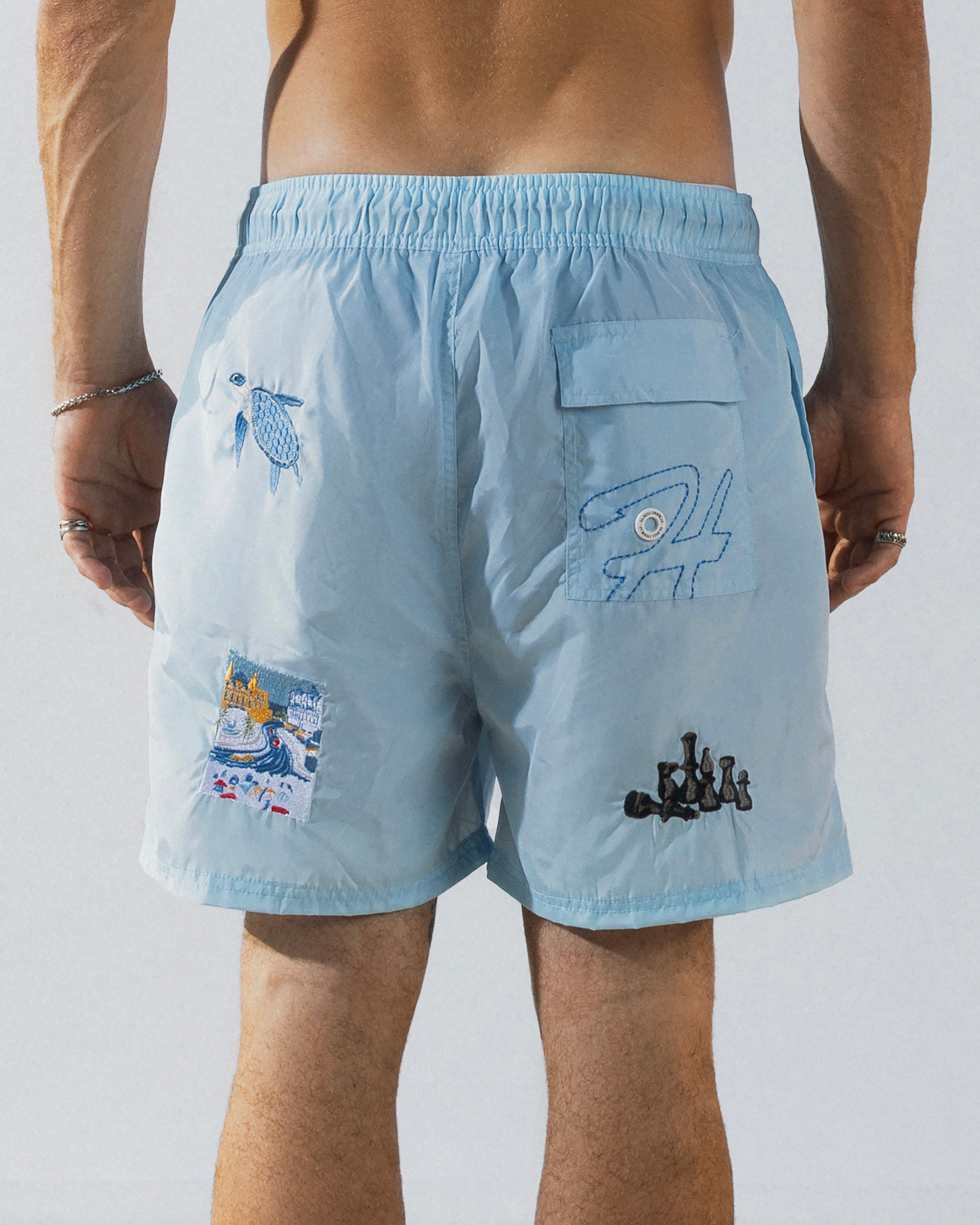 Baby blue patches swim short solmare