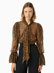 LEOPARD PRINT PUSSY-BOW SHIRT