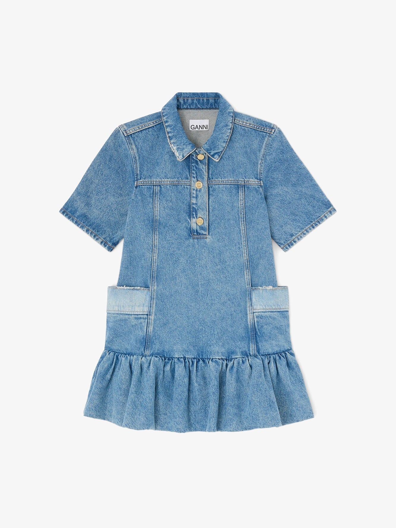Patchwork denim peplum mini dress
