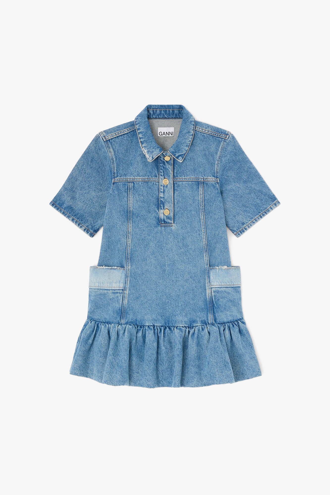 Patchwork denim peplum mini dress