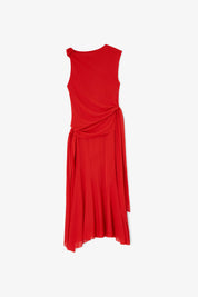Marl mesh draped knot detailing long dress