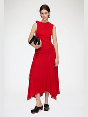 Marl mesh draped knot detailing long dress