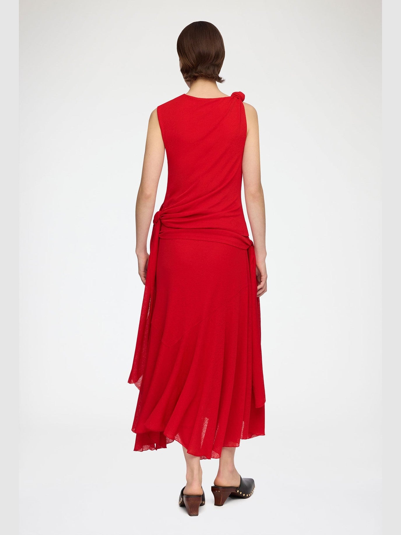 Marl mesh draped knot detailing long dress