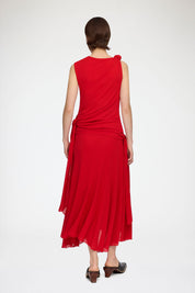 Marl mesh draped knot detailing long dress