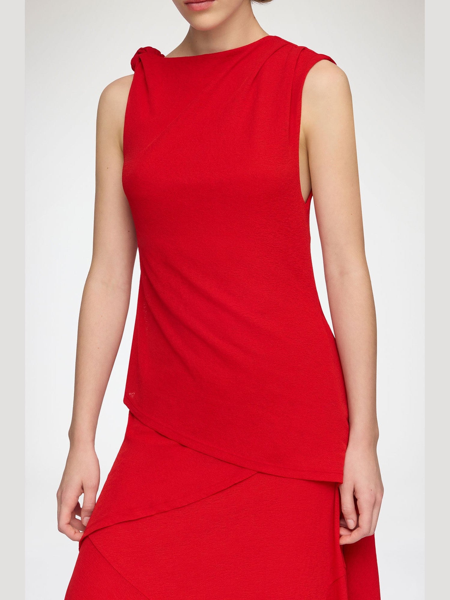 Marl mesh draped knot detailing long dress