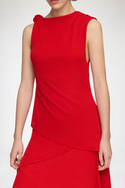 Marl mesh draped knot detailing long dress